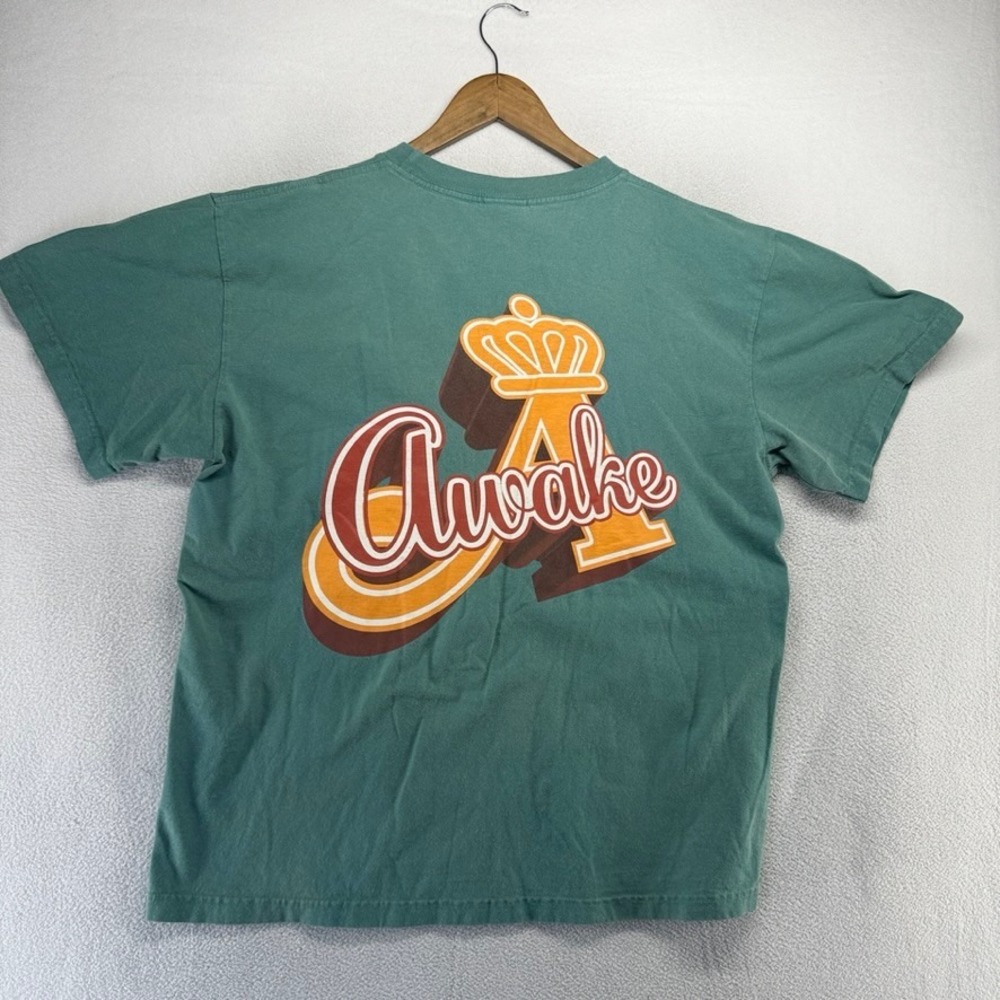 Awake NY T-Shirt Mens XL Green Crown Logo Graphic Tee Streetwear USA Made Crew